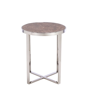 Round Marble Accent Table,  Imperador