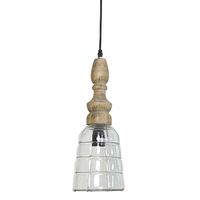Sacha Glass With Wood 15cm Hanging Lamp,  Brown