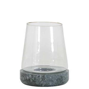 Talhas Large Glass Hurricane,  Green
