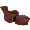 Timothy Oulton Leather Saddle Chair and Footstool