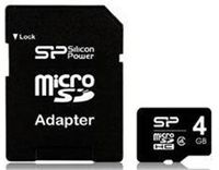 Silicon Power 4GB Micro SDHC Class 4 Memory Card with Adapter