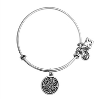 Karma Silver Celtic Pattern Coin Bangle