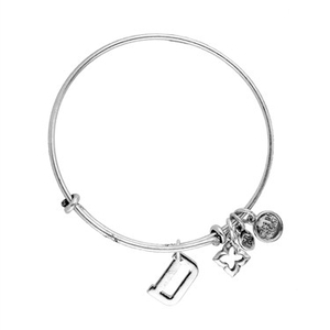 Karma Silver D Bangle