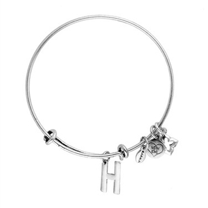 Karma Silver H Bangle