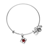 Karma Silver Ruby July Birthstone Bangle