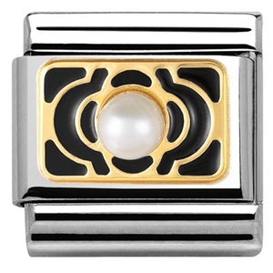 Nomination Black Interlocking Flowers Charm