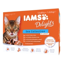 48 x 85g IAMS Delights Wet Cat Food Pouches - 36 + 12 Free!* - Kitten Chicken in Gravy