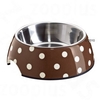 Melamine Pet Bowl White Dots with Stainless Steel Insert - 0.70 l Ø 17.5 cm