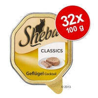Saver Pack Sheba Varieties 32 x 100g - Tender Pieces in Jelly - Strips of Meat w