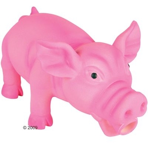 Trixie Dog Toy Oinking Latex Pig - Large Grey