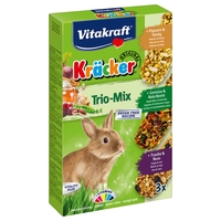 Vitakraft Dwarf Rabbit Cracker Sticks Trio-Mix - 3 x 3 Pack (Popcorn,  Vegetables,  Grapes)