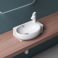 Cloakroom Small Oval Ceramic Bathroom Basin 420 x 280mm RH Tap HY3052L
