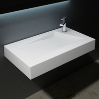 Counter Top & Wall Hung Rectangular Stone Resin Basin Concealed Waste Design 800 x 460mm Colossum 17