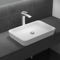 Counter Top Rectangle Stone Resin Basin 600 x 400mm black Matt Colossum 815