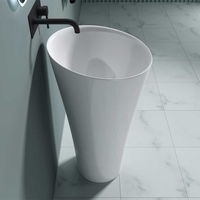 Stone Resin Pedestal Basin - Round Freestanding Bathroom Sink Colossum 33