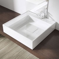 Wall Hung & Counter Top Square Stone Resin Basin Concealed Waste Design Colossum 21R