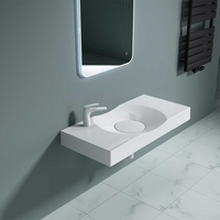 Wall Hung & Counter Top Stone Resin Rectangular Basin Concealed Waste Design 1000 x 480mm Colossum 15L