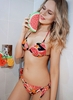 Lush Gel Bikini Set With Faux Bow Briefs Watermelon Print