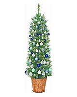 4Ft Blue and Green Frosted Tip Pencil Tree