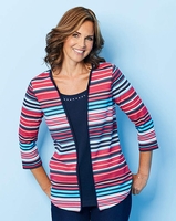 2 in 1 Stripe Embellished Top