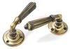 Brass Reeded Lever Door Handle