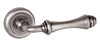 Durham Lever Door Handle on a Radius Edge Rose - Distressed Silver Fin