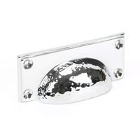 Hammered Art Deco Drawer Pull - Polished Chrome