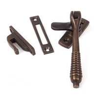 Locking Reeded Casement Fastener - Aged Bronze