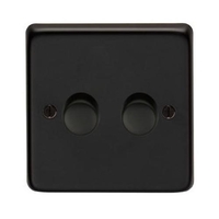 Matt Black Double Dimmer Switch - 400w