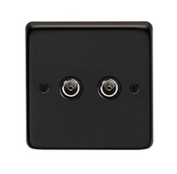 Matt Black Double TV Socket