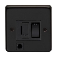 Matt Black Switched Fuse and Flex - 13 Amp