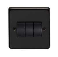 Matt Black Triple Light Switch