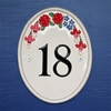 Oval House Number Sign with Flowers