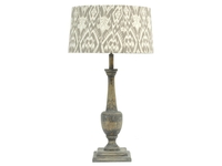 Galloway Rustic Wood Lamp with Ikat Shade