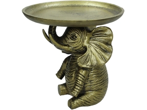 Musa Elephant Display Platter in Antique Brass Finish