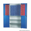 Barton Storage Barton 013082 Louvre Panel Cabinet with TC1 and TC2 Containers and 3 Shelves (Red and Blue Bins)