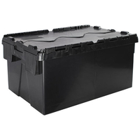 Barton Storage Barton Storage ALC6431/BLK/ECO/2 - 60L Black Eco Attached Lidded Container - Pack of 2 (600 x 400 x 310mm)