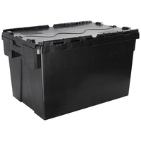 Barton Storage Barton Storage ALC6436/BLK/ECO/2 - 71L Black Eco Attached Lidded Container - Pack of 2 (600 x 400 x 365mm)
