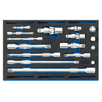 Draper Draper IT-EVA44 16 Piece Extension Bar,  Universal Joints and Socket Converter Set