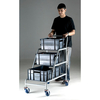 Machine Mart Xtra Topstore ACT/3XEC Unbraked Angled Container Trolley With 3 Grey Euro Containers