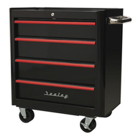 Sealey Sealey AP28204BR 4 Drawer Retro Style Rollcab (Black and Red)