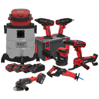 Sealey Sealey CP20VCOMBO4 CP20V Series 8 x 20V Cordless Tool Combo - 4 Batteries