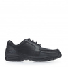 Dylan,  Black Leather Boys Lace-up School Shoes