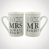 10 Years Of Mr Right and Mrs Always Right Mugs