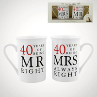 40 Years of Being Mr Right and Mrs Always Right Mugs