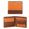 Large Bifold Mens Leather and Canvas Wallet (Orange)
