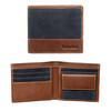 Large Bifold Mens Leather and Canvas Wallet (Sapphire)
