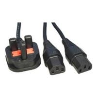 2-Power Cables Direct Power Splitter IEC Connector (M) to Power (M) - United Kingdom