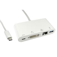 Cables Direct 15cm Leaded USB Type-C to DVI,  USB & Gigabit Adapter