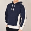 Toffs Retro Navy Hoodie White sleeve panels.